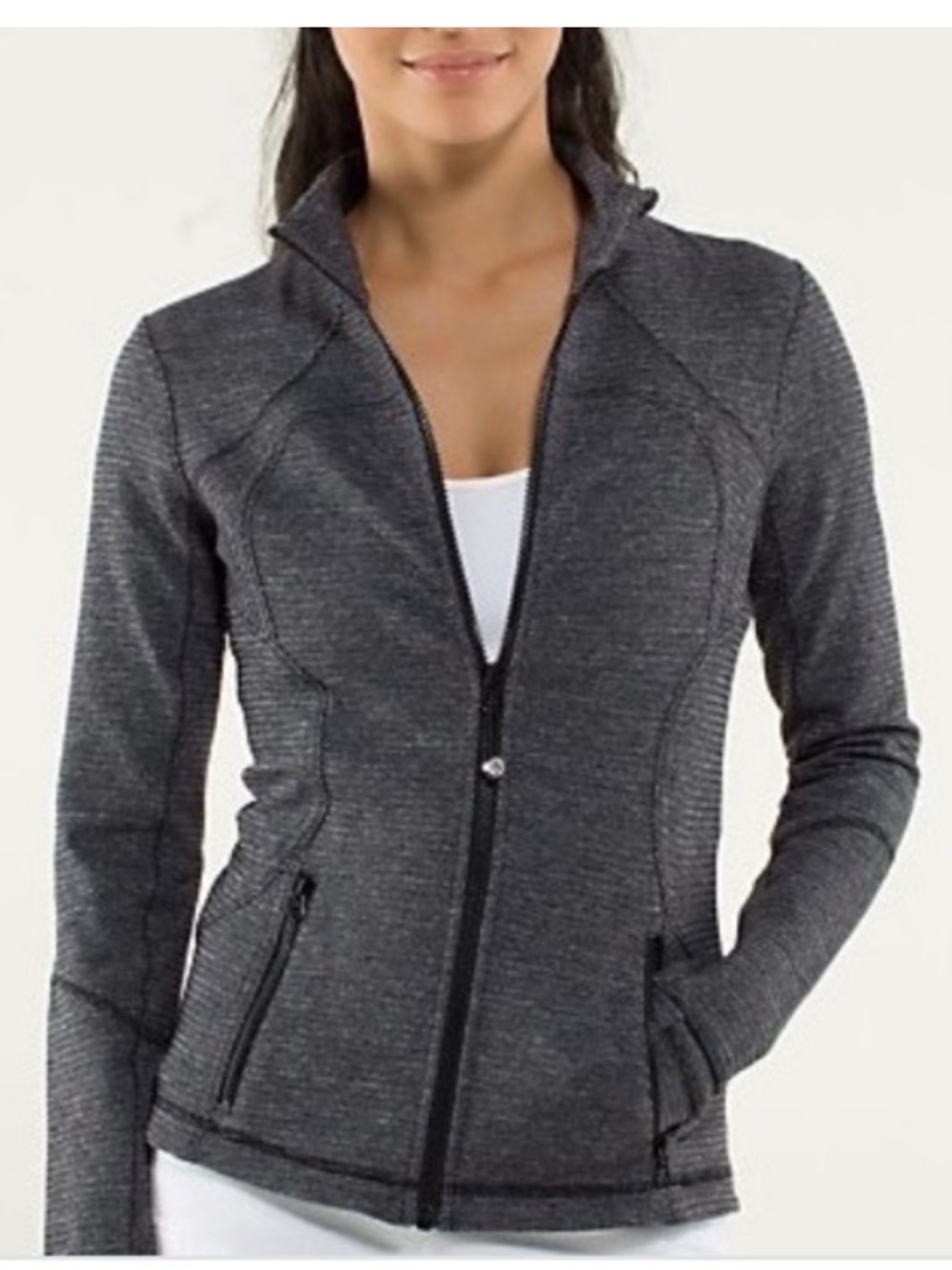 Lululemon Forme Herringbone Full Zip Jacket Athleticwear Athleisure Grey - Picture 9 of 10